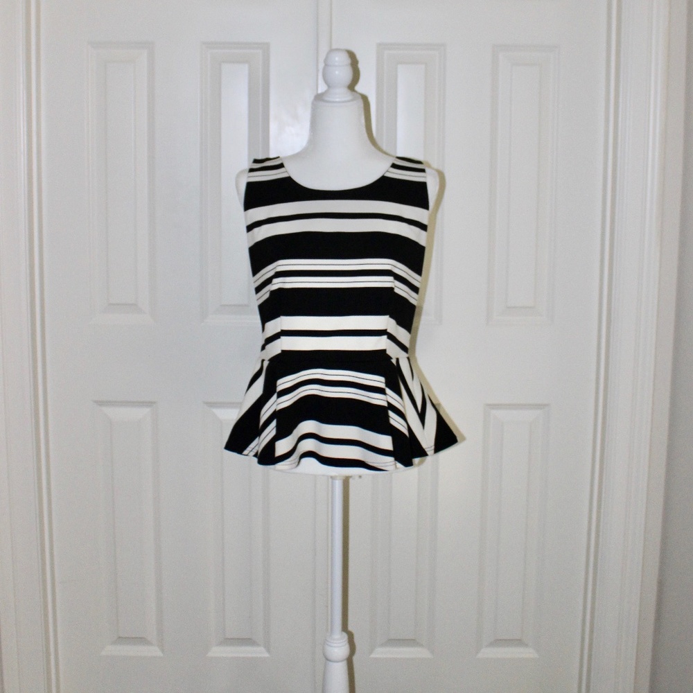 INC Elegant striped peplum top - NWT - Picture 2 of 8